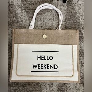 Hello weekend tote bag